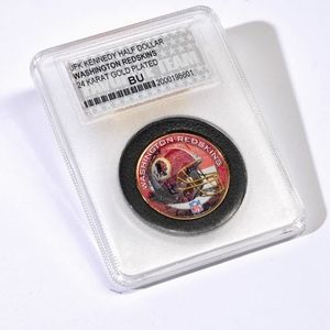 24K Gold Plated, NFL Washington Red Skins Coin, U.S. Mint Half Dollar.